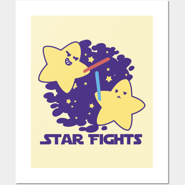 Star Fights // Funny Fighting Stars Twinkle Twinkle Wall Art by SLAG_Creative